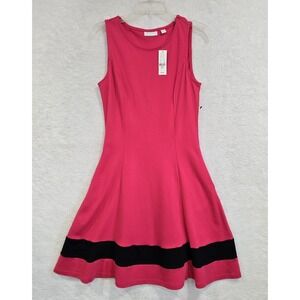 New York & Company Women's S‎ Red Cotton Round Neck Sleeveless Knee Length Dress